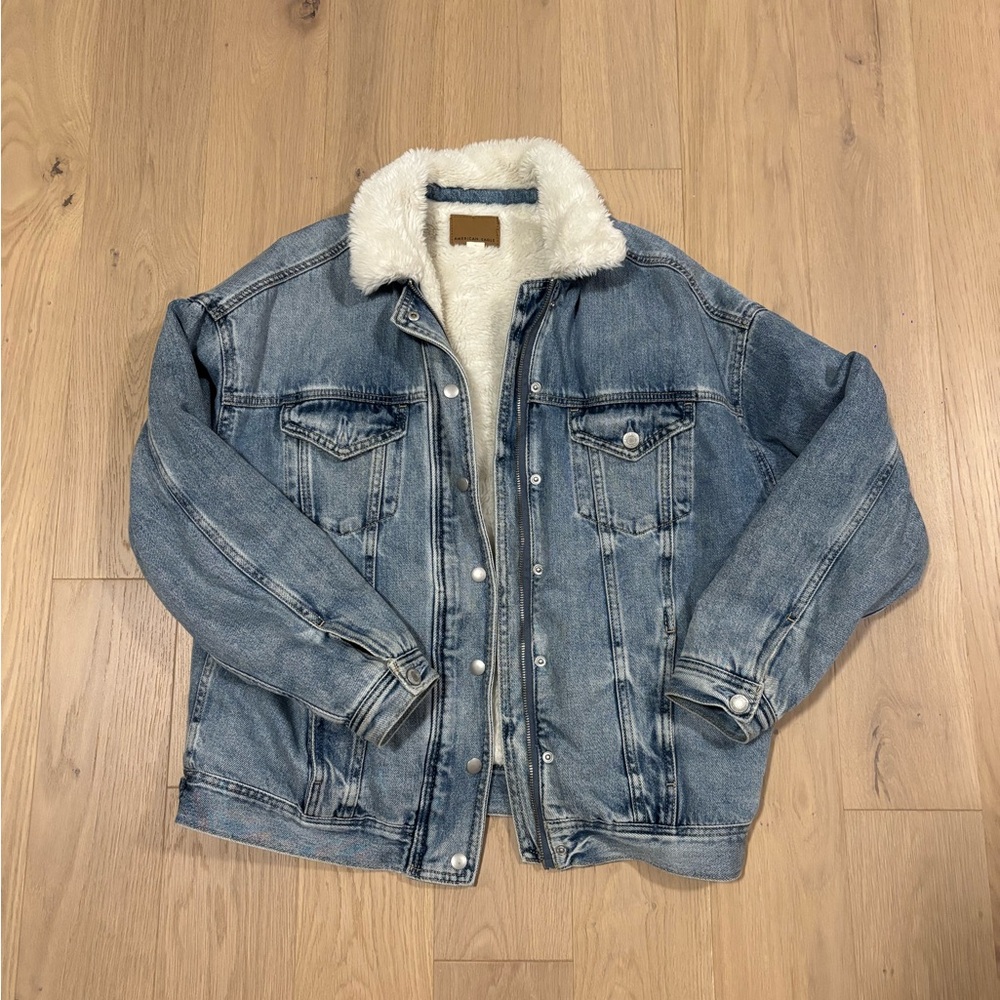 American Eagle Outfitters Denim Jacket with Shearling Lining